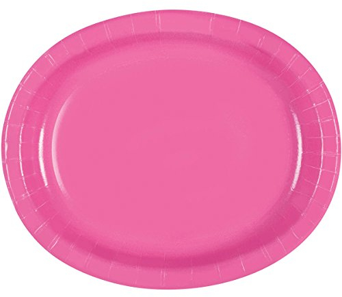 Pretty Oval Plates | Hot Pink Color Theme Tableware | 8ct