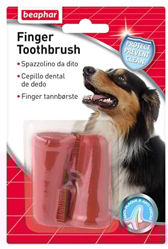 Beaphar Spazzolino da Dito per Cani, Prevenzione della Placca Dentale e dell'Alitosi, Elimina i Residui di Cibo e Riduce i Batteri, Setole Morbide, Facile da Usare