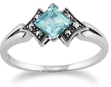 Gemondo 925 Sterlingsilber Art-Deco Topas Markasit Ring