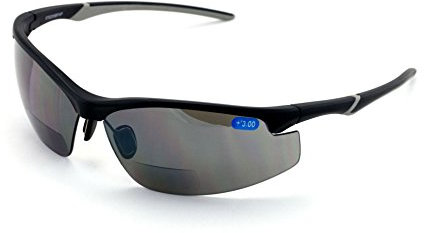 V.W.E. Rx-Bifocal Protective Safety Glasses Light Mirror Tint Bifocal - Sun Reader - Sunglasses (Matte Black, 3.50)