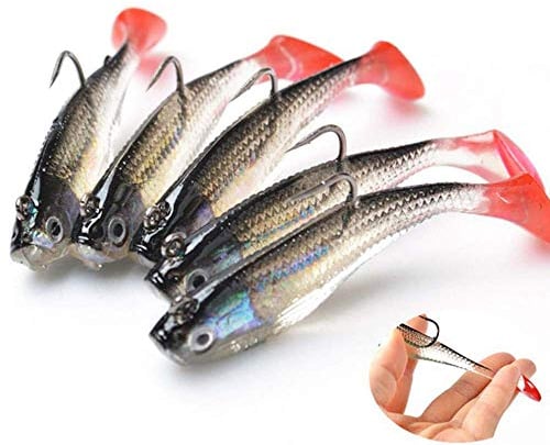 DWEE 5Pcs Fishing Lures,3D Eyes Soft Fishing Lure Single Hook Baits Artificial Bait