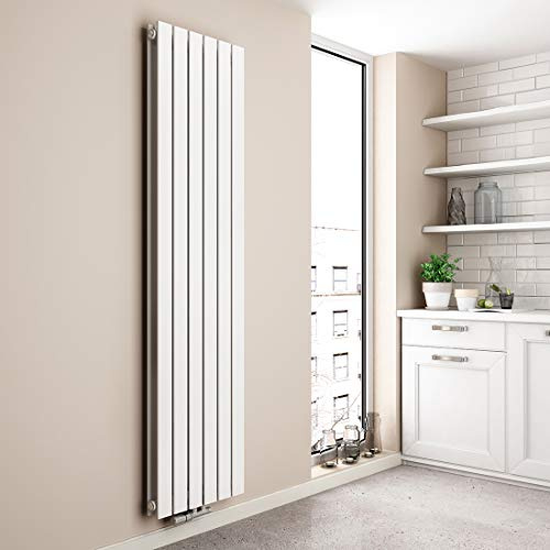 EMKE Design Heizkörper Flach, 1600x460 mm Vertikal Flachheizkörper mit Mittelanschluss, Doppellagig Paneelheizkörper Wandheizkörper für Bad, Schlafzimmer & Wohnzimmer, Weiß 1449W