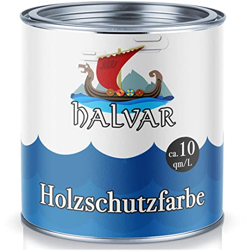 Halvar Holzschutzfarbe skandinavische Wetterschutzfarbe in Weiß, Beige, Grün, Schwedenrot, Rotbraun, Dunkelbraun & Schwarz Holz-Lack wetterbeständiger Langzeitschutz (1 L, Weiß)