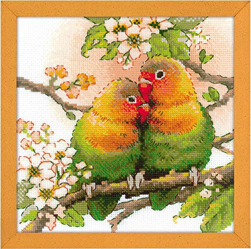 Riolis 1780 Kreuzstichpackung Lovebirds, Zählmuster Kreuzstich-Set, Baumwolle, mehrfarbig, 2020cm
