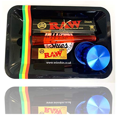 Rolling Tray Gift Set - Black Limited Edition Rolling Paper & Metal crusher