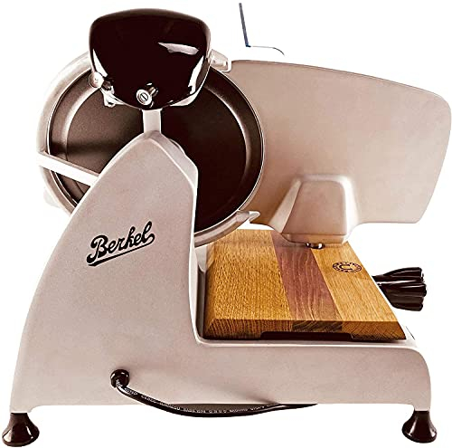 Palatina Werkstatt ® Original Berkel Red Line 220 | Profi-Aufschnittmaschine | matt grau, Teflon beschichtet | mit integriertem Schleifapparat + Fassholzbrett