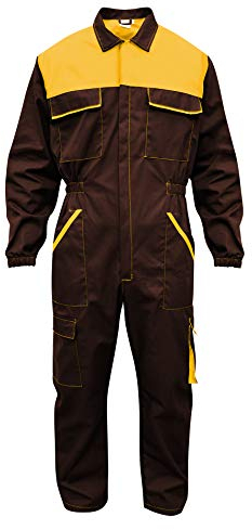 Tuta da Lavoro Multitasche (Marrone/Giallo, XXXL)