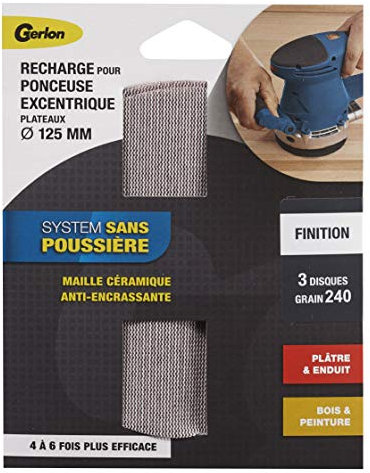3 disques ponçeuse excentrique 125mm Maille Céramic Grain fin 240