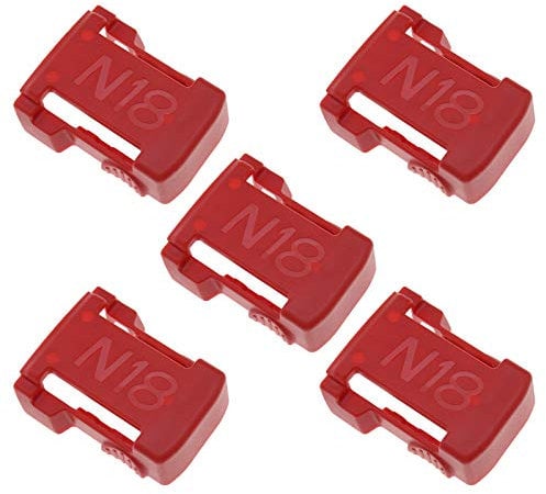 OTOTEC Red Battery Mount Bracket Rack Storage Slots Holder Compatible with Milwaukee M18 18V Battery Under Shelf Mount Pack of 5