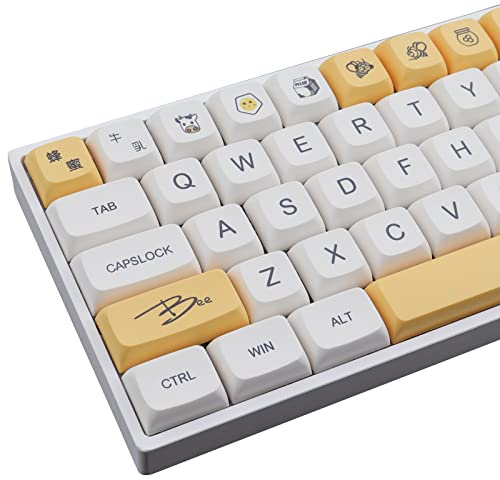 JakeTsai PBT Keycaps, 138 Keys XDA Dye Sublimation Tastenkappe Honigmilch Tastenkappe Kirschprofil Kompatibel 61/64/68/75/84/104/108 Tasten (Englisch)