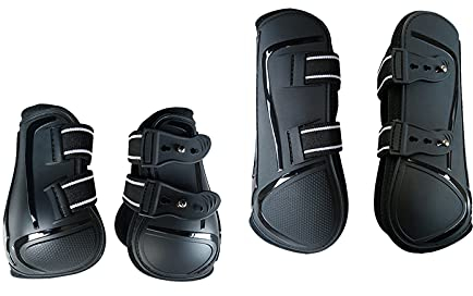 F Fityle Sehnenstiefel Vordere Hinterbeine 4er Set Reiten Stoßdämpfende Dressur Turnier Füße Beine Fesselstiefel, Schwarz M