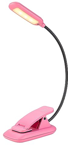 BIGMONAT Led Clip Leselampe Buch Klemme,USB Wiederaufladbare Buchlampe Klemmleuchte mit 6 LEDs,Leselampen für Bücher im Bett mit 3 Helligkeitsmodi,360° Faltbare,Rosa