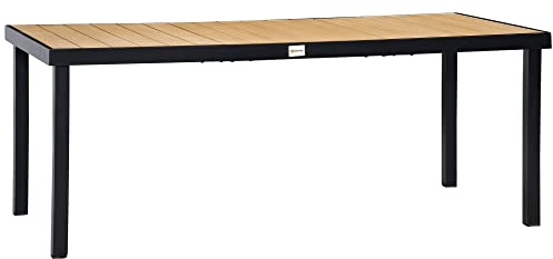 Outsunny Gartentisch für 6 Personen Esstisch Aluminiumtisch Gartenmöbel Loungemöbel pflegeleicht Kunststoff Natur+Schwarz 190 x 90 x 74 cm