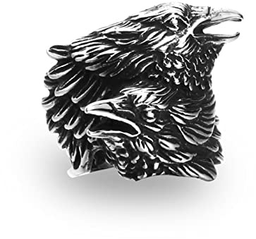 HCMA Wikinger verschlungene Raben Ring nordische Mythologie Odin Krähe Amulett Ringe für Männer Rock Hip-Hop Punk Lokomotive Schmuck Geschenk