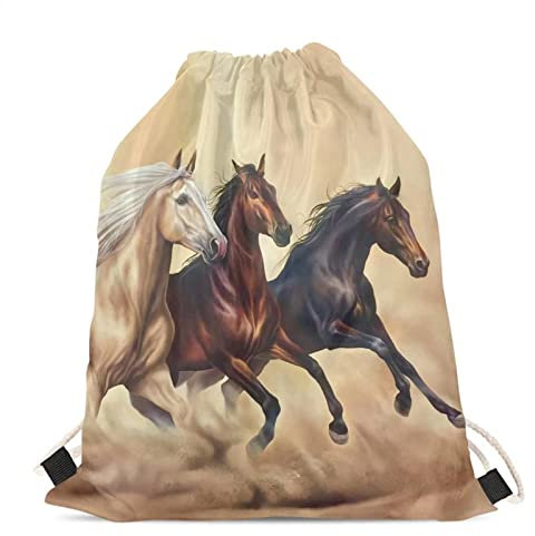 BYCHECAR Taschen mit Kordelzug für Mädchen Schule Schwimmtasche Kinder PE-Taschen, pferd, One size
