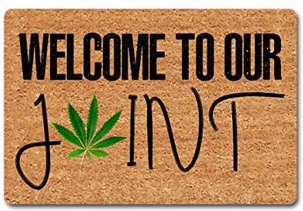 Funny Welcome Doormat for Entryway Indoor Front Porch Decor Rugs Welcome to Our Joint Weeds Doormat for Front Door Personalized Anti-Slip Rubber Back Doormat House Warming Gift Mat(23.7 X 15.9 in)