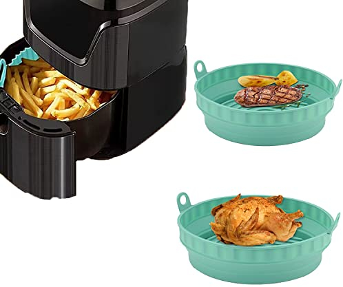 Cesta de Silicona Para Freidora de Aire 21.5cm/8.5 Pulgadas - Molde Reusable Para Hornear Pasteles, Microondas y Horno