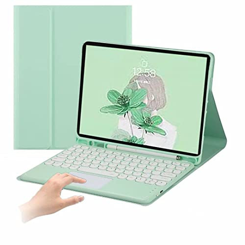 PboyiqiS Keyboard Case for iPad (A16) 11th 2025/iPad 10th Generation, Touchpad Detachable Keyboard with Pencil Holder -Slim Leather Folio Smart Cover for iPad11/iPad10 (Mint Green)