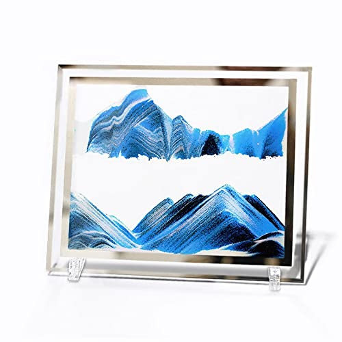 ITTA Bewegliches Sandkunstbild, 3D dynamische Sandkunst Flüssige Bewegung, Rechteck Glas Regenbogen Vision Sandbild Sandlandschaft Fließender exotischer Sand Rahmen Entspannend Desktop Home