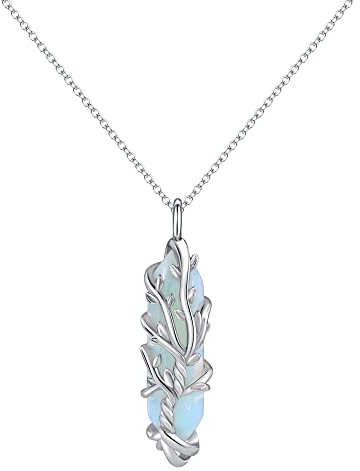 YAFEINI Lebensbaum Halskette Sterling Silber Opal Heilstein Halskette Opal Lebensbaum Anhänger Schmuck für Damen Herren