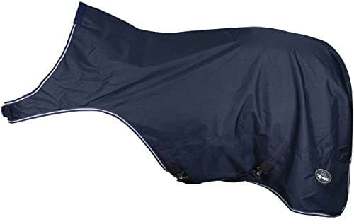 Marengos - Führanlagendecke Comfort | Führmaschinendecke mit Fleece-Innenfutter | wasserdichte & atmungsaktive Longierdecke | mit Kreuzgurten mit Elastikeinsatz | Pferdedecke in Marine 145 cm