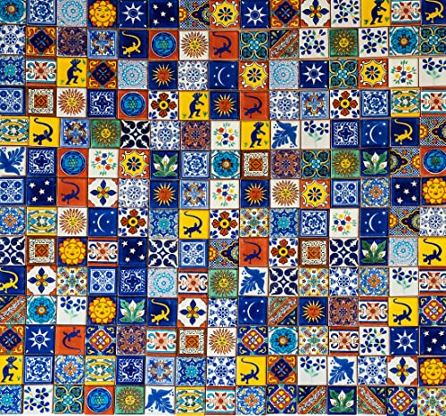 Handgemachte Mexikanische Keramikfliesen - Mediterranes Flair, Terracotta, Terrakotta, Unikat Fliesen für Küche, bunt, 210 Stück, 5x5 cm - Fair Trade