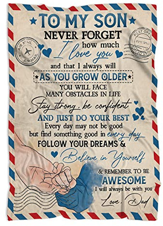 MUCHNEE Decke für Sohn, Geschenke von Mutter und Papa, an meinen Sohn, Überwurfdecke, Geschenk für Sohn, Enkel, Jungen, Kinder, Bonus-Geschenk, weiche Decke für Sofa, Abschlussgeschenk, Andenken