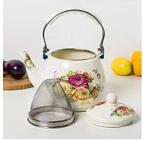 FLBT 3.3L Enamel Teapot Kettle - Japan Enamel Kettle with Strainer Colorful Hot Water Tea Kettle Pot for Stovetop needed