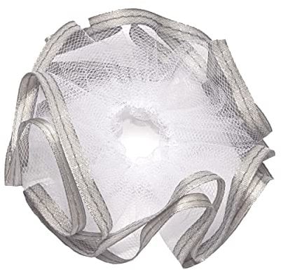 NKlaus Taufe Kerzenmanschette Kommunion aus Tüll 12x9cm Tropfschutz silber Satinband 14432