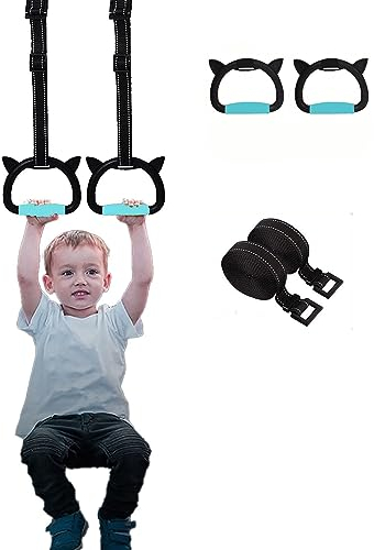 FREHOMEE Blaue 2 m Gymnastikringe, sowohl für Erwachsene als auch Kinder, unterstützt 200kg, Heim-Fitnessgeräte für Kinder, Indoor-Klimmzugstange zum Dehnen und Höhenzunahme (blau, 2 Meter Länge)
