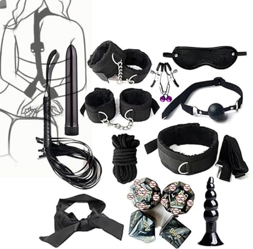 Ensemble d'aventures romantiques B`D`S`M en nylon avec gadgets multi-pièces.