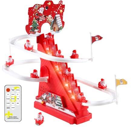 Fenteer Elektrische Kletterleiter Weihnachtsmann, Weihnachtsmusik-Figur, Party-Dekoration, Geschenk, Weihnachtsmann-Kletterleiter für Weihnachten
