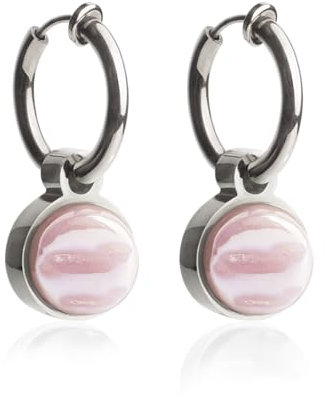 Clip Ohrringe mit Anhänger • Silber Ohrclips aus Edelstahl • mit Charm in rosa zum Wechseln • nachhaltig & handgemacht • MIX AND MATCH • Ø 14 mm