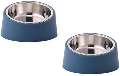 15° Tilted Angle Raised Slanted Food Water Bowl for Dogs and Cats,Removable & Non-Skid & Non-Spill, Easier to Reach Food 2pcs (BLue, S)
