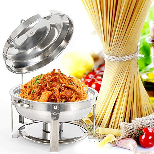 7.5L Edelstahl Runder Chafing Dish Speise WäRmer Rostfreiem Stahl Brennpaste Warm BehäLter Halte WäRme Standfuß Buffet Party Suppentopf HitzebestäNdiges KüChengeshirr Servierschale Dish+Deckel