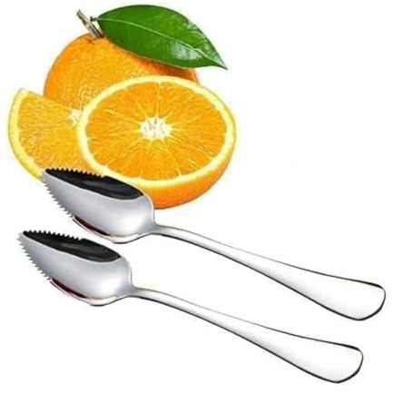 2Pcs Grapefruit Spoon Stainless Steel Fruit Spoon,Stainless Steel Spoon,Dessert Spoons,Serrated Edge Ice Cream Scrape Cut Spoons For Fruit Dessert Cheese Vegetables Kitchen Tool with Non-stick Plating