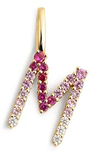 SINGULARU - Letter Spark Sakura Charm. Sterlingsilber mit 18 Kt Vergoldeter Beschichtung und Zirkonia. Schmuck für Damen. Buchstabe A-Z.