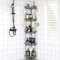 OriwarE Etagere Douche, Etagere Salle de Bain, Porte Savon Douche sans Percage (Gris, 5 Tier)