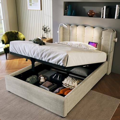 Modernes Polsterbett 90x200 cm mit Lese-Lounge - Stauraum, USB-Anschluss & energiesparendes Licht inklusive