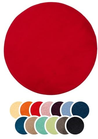 liebling Badteppich, 100% Polyester - Mikrofaser, Serie Santos, Ø 110 cm,1500 g/m², 30 Grad waschbar, Farbe: rot
