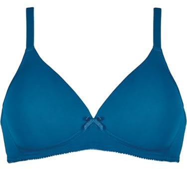 Naturana® Soft-BH ohne Bügel mit Schale [Cup A-D] Optimaler Sitz & maximaler Halt Dank Schnittführung & Breiten Trägern I 90 Mykonos Blue D