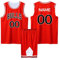 2-Teiliges Benutzerdefiniert Basketball Trikots Kinder/Erwachsener mit Namen Nummber Basketball Trikots Shirt und Shorts, Personalisierte Basketball Trikots Kinder/Erwachsener Rot 3XS