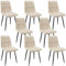 ANVOFONG Esszimmerstühle 8er Set,Küchenstuhl aus Leinenstoff,Polsterstühle mit Eisenfüßen,Stuhl Schlafzimmer,Wohnzimmer Stühle-Kaki