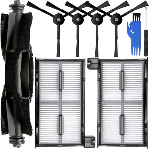 EATBALE Replacement Parts Kits for Eufy X8 Pro Series, X8 Pro SES Robot Vacuum Cleaner, 1 x Main Roller Brush, 2 x HEPA Filters, 4 x Side Brushes Washable & Reusable Accessories (7 Pcs)