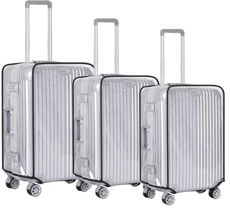 3 Stück Kofferschutzhülle Transparent(20+24+28 Zoll),Kofferhülle Kofferschutzhülle,Transparente Kofferschutzhülle,PVC Koffer Abdeckungen,Wasserdichtes, staubdichtes und kratzfestes Koffer Schutzhülle