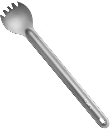 Tibest Titanium Long Handle Spork, 8.7 Camping Spork, Backpacking Spork, Long Titanium Spork Ultra Lightweight Camping Utensil for Backpacking, Camping, Hiking, Travel