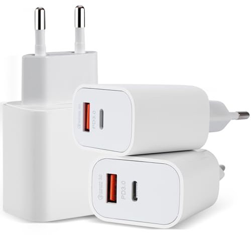 3 Stück USB C Ladegerät, 20W 2Port USBC Netzteil für iPhone Samsung Huawei Xiaomi Oppo, Schnellladegerät Handy Stecker Charger Ladestecker Ladeadapter (Milchig Weiß)