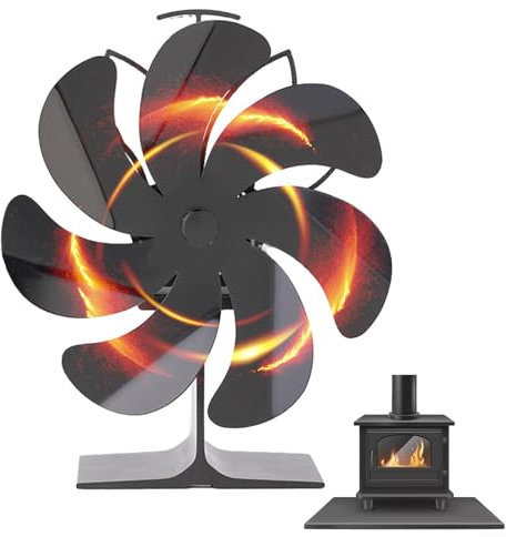 Ventilateur de cheminée silencieux à 7 pales - Grand ventilateur de cheminée pour cheminées, poêles à bois, distributeur de chaleur pour cheminée/poêle/bois