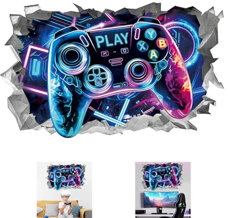 MEZHEN Wandtattoo Controller Wandsticker Poster Videospiel Wandaufkleber Kinderzimmer Wandtattoo Gaming Wanddeko Schlafzimmer Deko Wall Decor Jungen Geschenke xxl