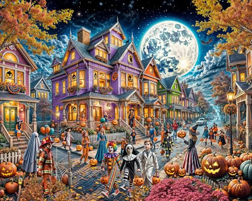Moonlit Halloween Jigsaw Puzzle 1000 Piece by Vermont Christmas Company - Large Pieces - Fully Interlocking & Randomly Shaped Pieces - 30 x 24